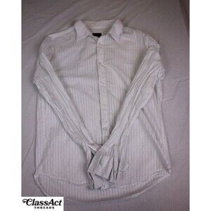 A|X Armani Exchange Men's Long Sleeve Fit Shirt White Striped Cotton Sz S